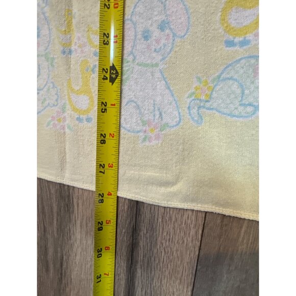 Vintage Baby Yellow Receiving Blanket With Adorable Bunny Duck Dog and Kittens P - Picture 4 of 5